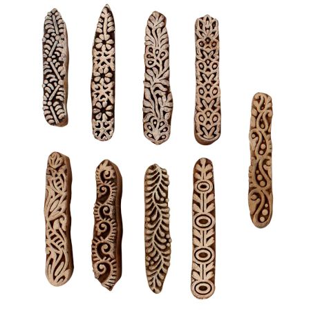 Set of 9 Piece New Mix Wooden Printing Blocks